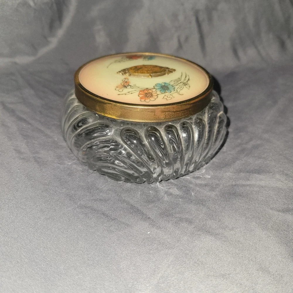 Vintage Vanity Glass Powder Jar